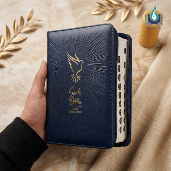 Biblia Portátil Imitación Piel Cierre Índice Letra Grande Azul